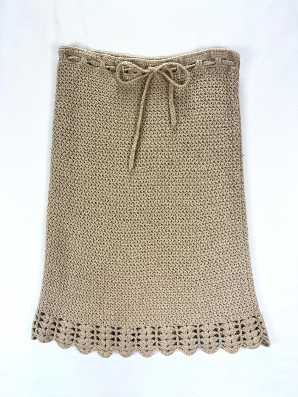 DKNY Y2K 100% wool Crochet maxi skirt drawstring waist